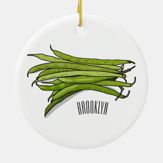 グリーンビーンズの漫画イラストレーション セラミックオーナメント (裏面)