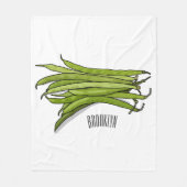 グリーンビーンズの漫画イラストレーション フリースブランケット (正面)