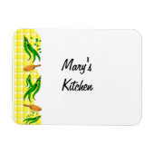 グリーンビーンズカントリー黄色い格子状のカスタムキッチンマ マグネット (横)