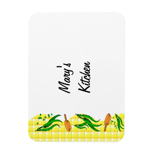 グリーンビーンズカントリー黄色い格子状のカスタムキッチンマ マグネット (縦)