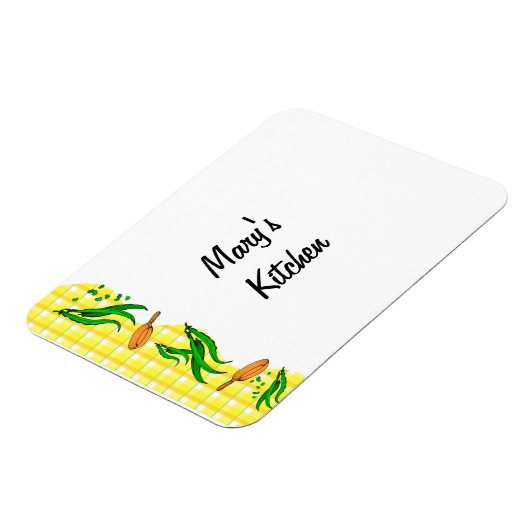 グリーンビーンズカントリー黄色い格子状のカスタムキッチンマ マグネット (左側)