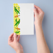 グリーンビーンレトロイエロー格子状フライヤー チラシ (ハンドル)