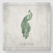 グリーンピエレガントーコックストンパーソナライズされたコースター ストーンコースター (正面)