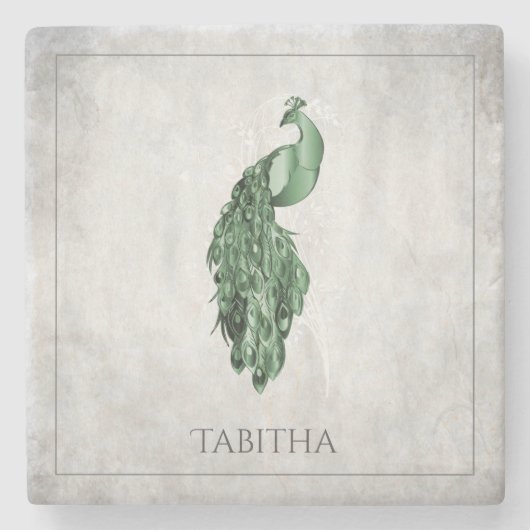 グリーンピエレガントーコックストンパーソナライズされたコースター ストーンコースター (正面)