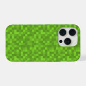 グリーンピクセルパターンレトロ8ビットゲーム風 iPhoneケース (裏面横)