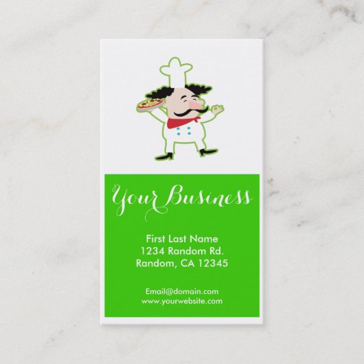 グリーンピザシェフのカスタマイズ可能な名刺 名刺 (正面)