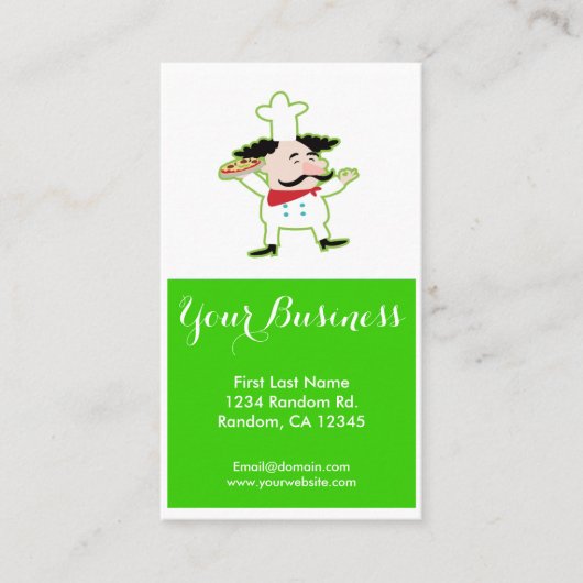 グリーンピザシェフのカスタマイズ可能な名刺 名刺 (正面)