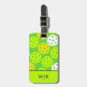 グリーンピックルクールボモダンモノグラムのール ラゲッジタグ (正面縦)