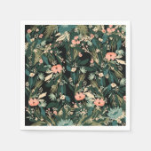 グリーンピンクお洒落フローラベビーシャワーパーティー スタンダードカクテルナプキン (正面)