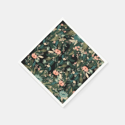 グリーンピンクお洒落フローラベビーシャワーパーティー スタンダードカクテルナプキン (角)