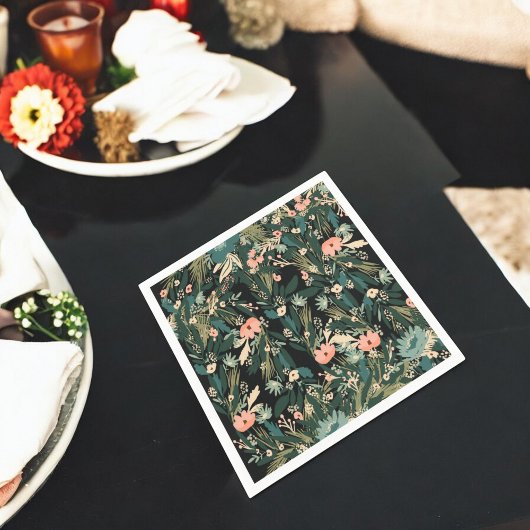 グリーンピンクお洒落フローラベビーシャワーパーティー スタンダードカクテルナプキン