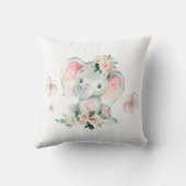 グリーンピンクかわいいフローラゾウのフレーム赤ちゃんシャワー クッション (裏面)