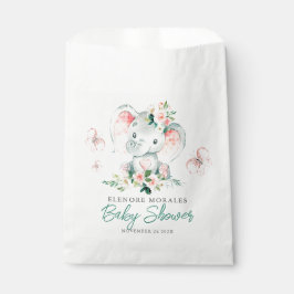 グリーンピンクかわいいフローラゾウのフレーム赤ちゃんシャワー フェイバーバッグ