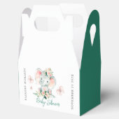 グリーンピンクかわいいフローラゾウのフレーム赤ちゃんシャワー フェイバーボックス (オープン)