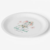 グリーンピンクかわいいフローラゾウのフレーム赤ちゃんシャワー ペーパープレート (アングル)