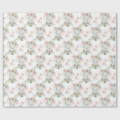 グリーンピンクかわいいフローラゾウのフレーム赤ちゃんシャワー ラッピングペーパー (フラット)