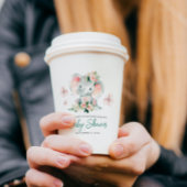 グリーンピンクかわいいフローラゾウのフレーム赤ちゃんシャワー 紙コップ