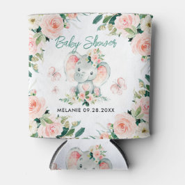 グリーンピンクかわいいフローラゾウのフレーム赤ちゃんシャワー 缶クーラー