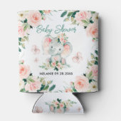 グリーンピンクかわいいフローラゾウのフレーム赤ちゃんシャワー 缶クーラー (裏面)