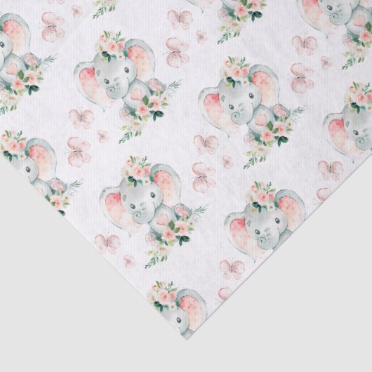 グリーンピンクかわいいフローラゾウのフレーム赤ちゃんシャワー 薄葉紙 (詳細)