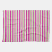 グリーンピンクとホワイトのストライプキッチン キッチンタオル (横)