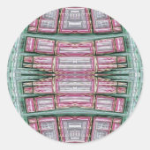 ~グリーンピンクとホワイトフラクタル ラウンドシール (正面)