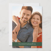 グリーンピンクと金ゴールドリーフ結婚式の日付を保存 招待状 (裏面)