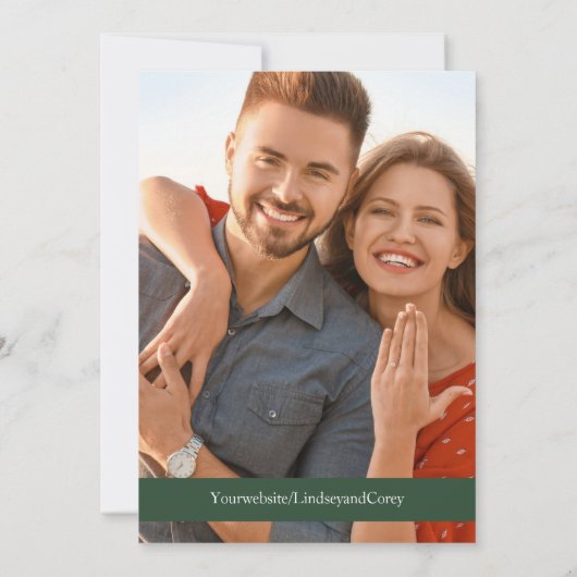 グリーンピンクと金ゴールドリーフ結婚式の日付を保存 招待状 (裏面)