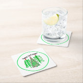 グリーンピンクのクリスマスツリー スクエアペーパーコースター (インサイチュ)