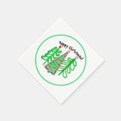 グリーンピンクのクリスマスツリー スタンダードカクテルナプキン (角)