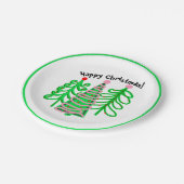 グリーンピンクのクリスマスツリー ペーパープレート (アングル)