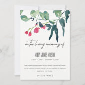 グリーンピンクのユーカリ葉悔やみや弔慰記念物 サンキューカード (正面)