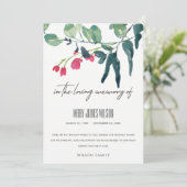 グリーンピンクのユーカリ葉悔やみや弔慰記念物 サンキューカード (スタンド正面)