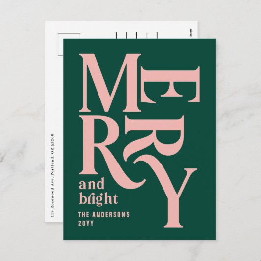 グリーンピンクのヴィンテージメリーチャリッツマ発表 シーズンポストカード (正面/裏面)