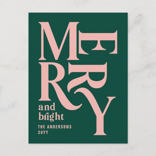 グリーンピンクのヴィンテージメリーチャリッツマ発表 シーズンポストカード (正面)