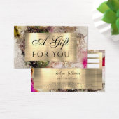 グリーンピンクの水彩及び金箔ギフトカード (デスク)