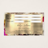 グリーンピンクの水彩及び金箔ギフトカード (裏面)