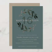 グリーンピンクの葉リーススイート16誕生日カード サンキューカード (正面/裏面)