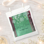 グリーンピンクの輝く冬のワンダーランドクリスマス フェイバーバッグ (クリップ留めされた状態)