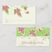 グリーンピンクの鳥つる植物特別な機会座席表 プレイスカード (正面/裏面)