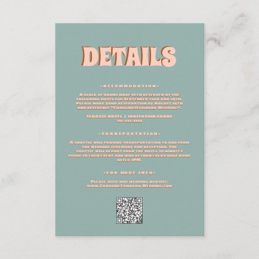 グリーンピンクはっきりしたブライトファンキーグルーヴィ結婚ス詳細 エンクロージャーカード (正面)