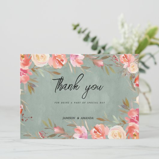 グリーンピンクアイボリー冬ありがとう 招待状 (スタンド正面)