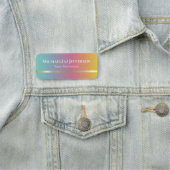 グリーンピンクイエローグラデーションと金ゴールドラグジュアリーエレガント 名札 (インサイチュ)