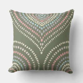 グリーンピンクイエローブルー同心ハートレインボー クッション