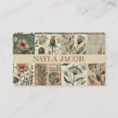 グリーンピンクキルトとパッチワーク手作り服 名刺 (正面)