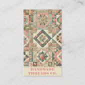 グリーンピンクキルトとパッチワーク手作り服 名刺 (正面)