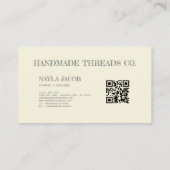 グリーンピンクキルトとパッチワーク手作り服 名刺 (裏面)