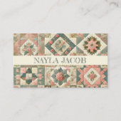 グリーンピンクキルトとパッチワーク手作り服 名刺 (正面)