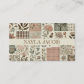 グリーンピンクキルトとパッチワーク手作り服 名刺 (正面)