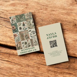 グリーンピンクキルトとパッチワーク手作り服 名刺